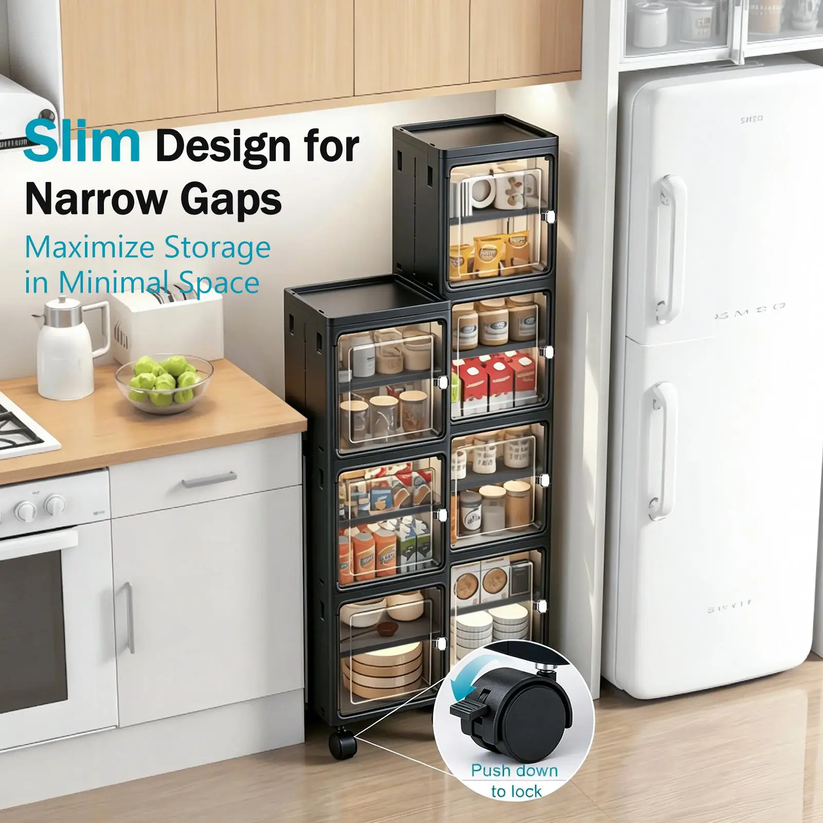 خزانة تخزين ضيقة ورفيعة بخمس ط - مراجعة Kitchen Gadgets Organizer وسعره